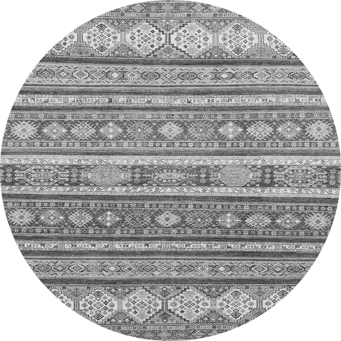 Round Machine Washable Abstract Gray Modern Rug, wshabs2688gry