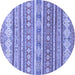 Round Machine Washable Abstract Blue Modern Rug, wshabs2688blu