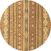 Round Abstract Brown Modern Rug, abs2688brn