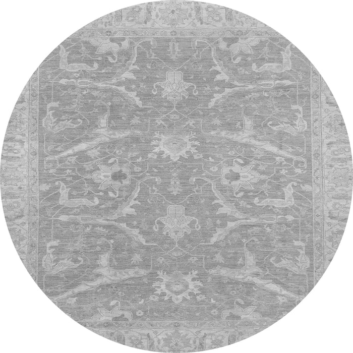 Round Machine Washable Oriental Gray Traditional Rug, wshabs2689gry
