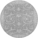 Round Machine Washable Oriental Gray Traditional Rug, wshabs2689gry