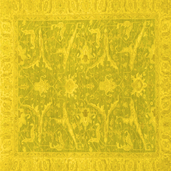 Square Machine Washable Oriental Yellow Traditional Rug, wshabs2689yw