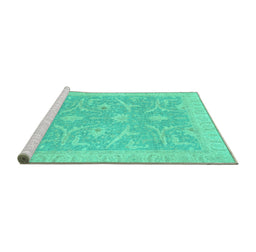 Sideview of Machine Washable Oriental Turquoise Traditional Area Rugs, wshabs2689turq
