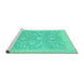 Sideview of Machine Washable Oriental Turquoise Traditional Area Rugs, wshabs2689turq