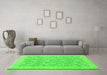 Machine Washable Oriental Green Traditional Area Rugs in a Living Room,, wshabs2689grn