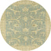 Round Abstract Brown Oriental Rug, abs2689