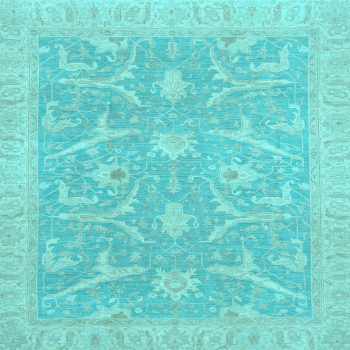 Square Machine Washable Oriental Light Blue Traditional Rug, wshabs2689lblu