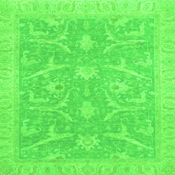 Square Oriental Green Traditional Rug, abs2689grn
