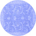 Round Machine Washable Oriental Blue Traditional Rug, wshabs2689blu