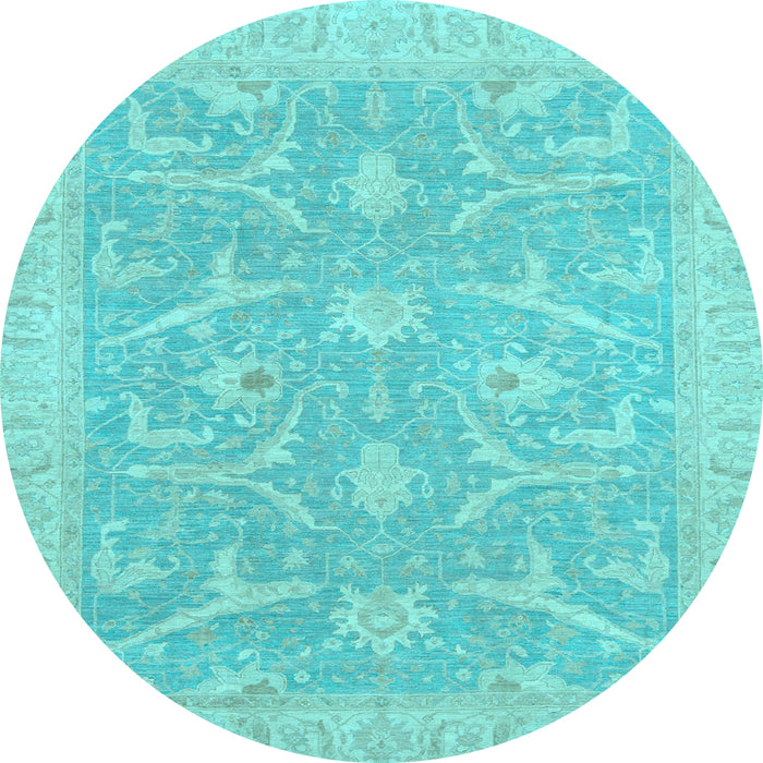 Round Oriental Light Blue Traditional Rug, abs2689lblu