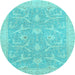 Round Oriental Light Blue Traditional Rug, abs2689lblu