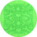 Round Oriental Green Traditional Rug, abs2689grn