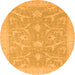 Round Machine Washable Oriental Orange Traditional Area Rugs, wshabs2689org