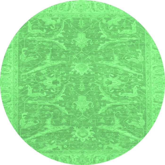 Round Oriental Emerald Green Traditional Rug, abs2689emgrn