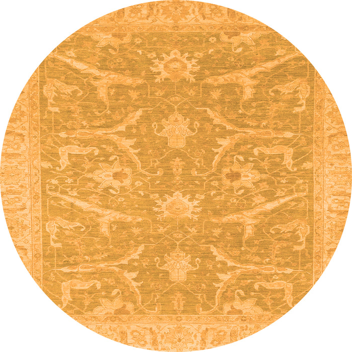 Round Oriental Orange Traditional Rug, abs2689org