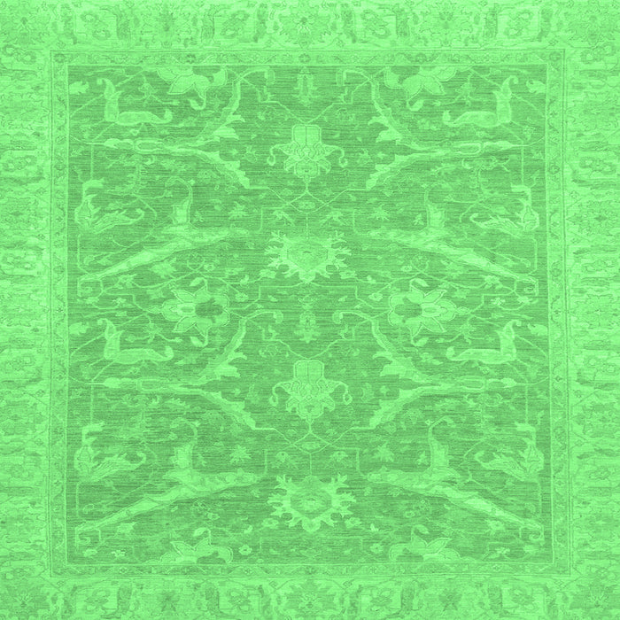 Square Machine Washable Oriental Emerald Green Traditional Area Rugs, wshabs2689emgrn