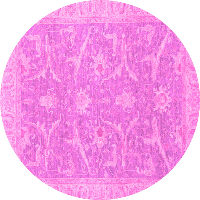 Round Oriental Pink Traditional Rug, abs2689pnk