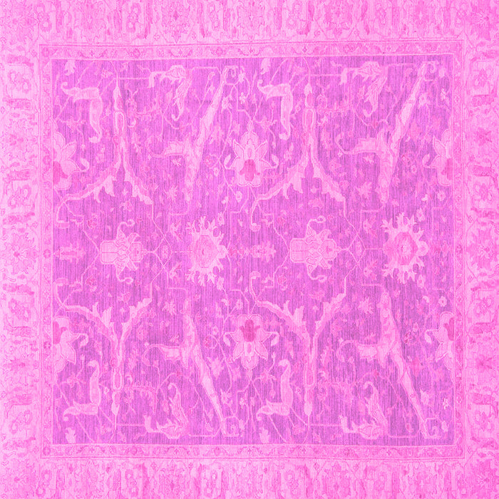 Square Machine Washable Oriental Pink Traditional Rug, wshabs2689pnk