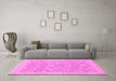 Machine Washable Oriental Pink Traditional Rug in a Living Room, wshabs2689pnk