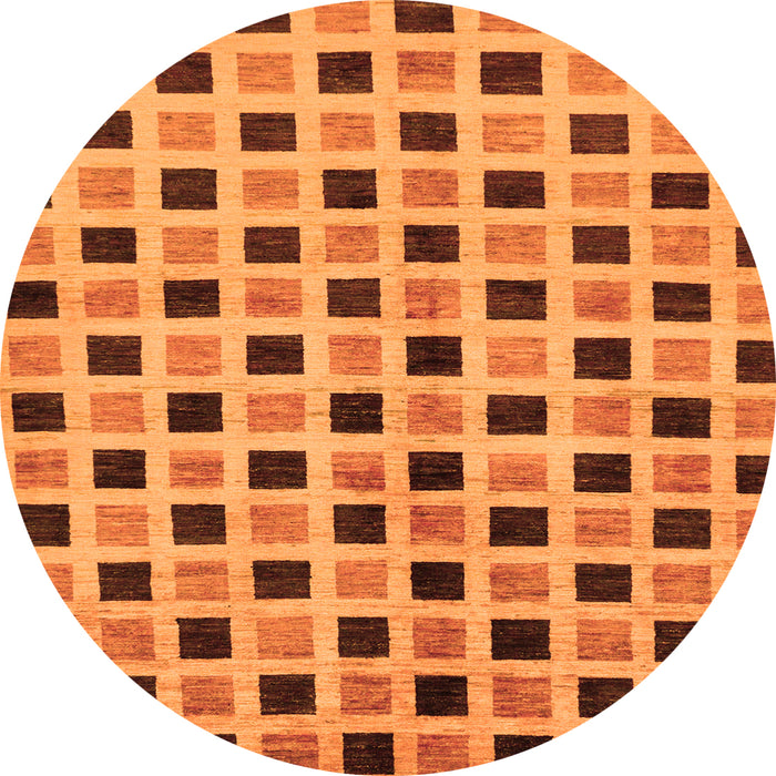 Round Machine Washable Oriental Orange Modern Area Rugs, wshabs268org