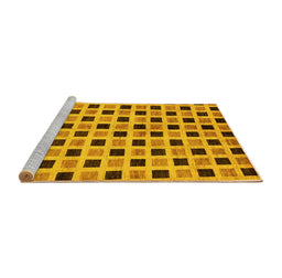 Sideview of Machine Washable Oriental Yellow Modern Rug, wshabs268yw