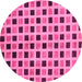 Round Machine Washable Oriental Pink Modern Rug, wshabs268pnk