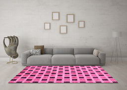 Machine Washable Oriental Pink Modern Rug in a Living Room, wshabs268pnk