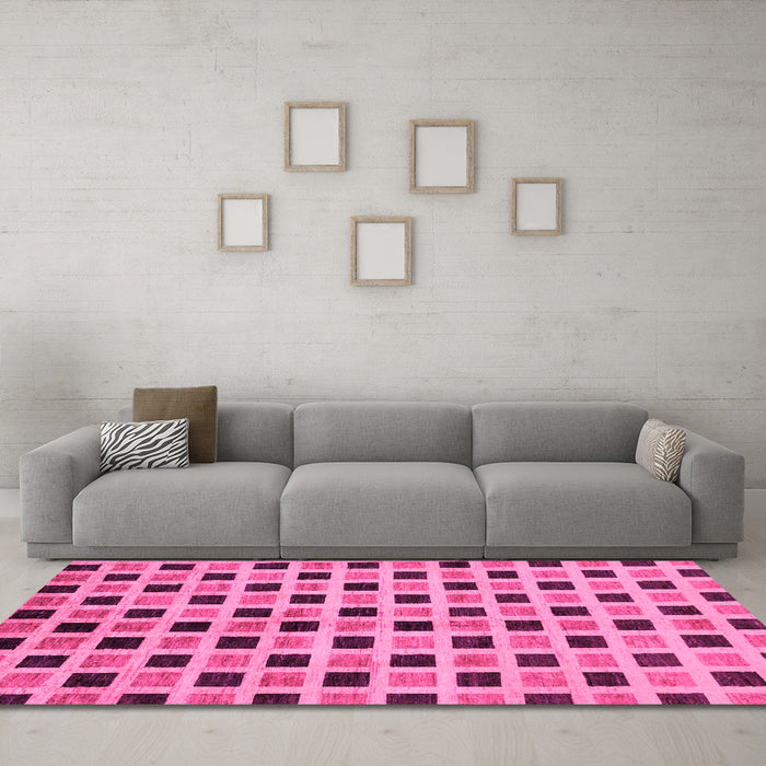 Machine Washable Oriental Pink Modern Rug in a Living Room, wshabs268pnk