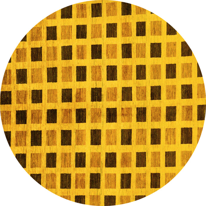 Round Machine Washable Oriental Yellow Modern Rug, wshabs268yw