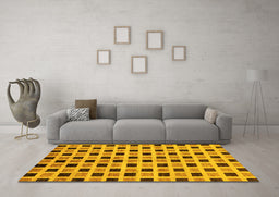 Machine Washable Oriental Yellow Modern Rug in a Living Room, wshabs268yw