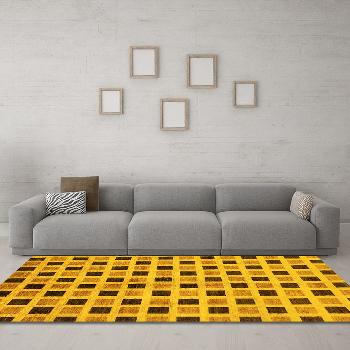 Machine Washable Oriental Yellow Modern Rug in a Living Room, wshabs268yw