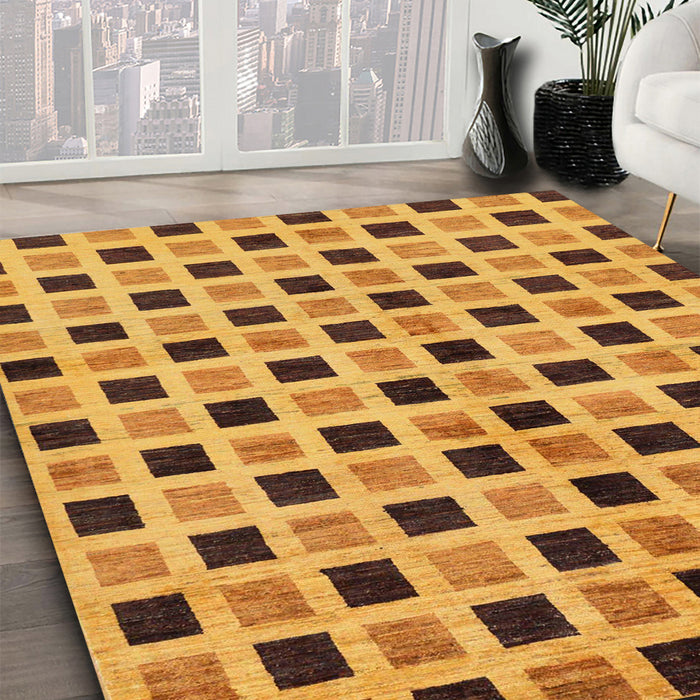 Machine Washable Abstract Orange Rug in a Family Room, wshabs268