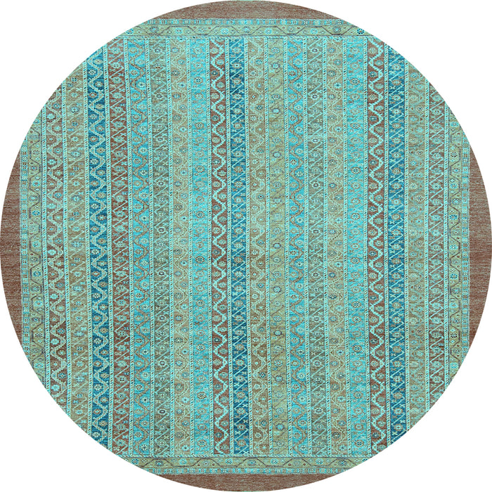 Round Machine Washable Abstract Light Blue Modern Rug, wshabs2690lblu