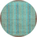 Round Machine Washable Abstract Light Blue Modern Rug, wshabs2690lblu