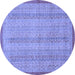 Round Machine Washable Abstract Blue Modern Rug, wshabs2690blu