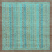 Square Machine Washable Abstract Light Blue Modern Rug, wshabs2690lblu