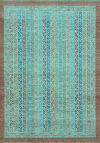 Abstract Light Blue Modern Rug, abs2690lblu