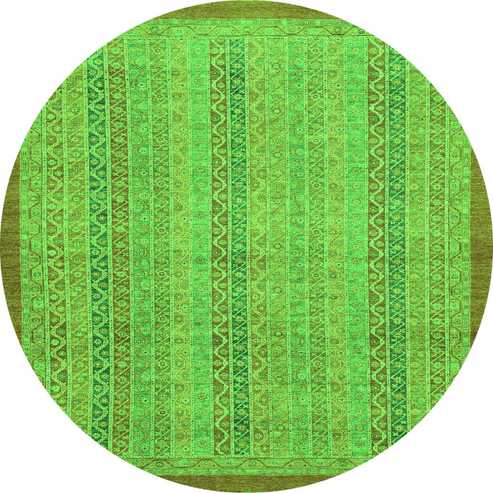 Round Machine Washable Abstract Green Modern Area Rugs, wshabs2690grn