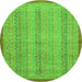 Round Machine Washable Abstract Green Modern Area Rugs, wshabs2690grn