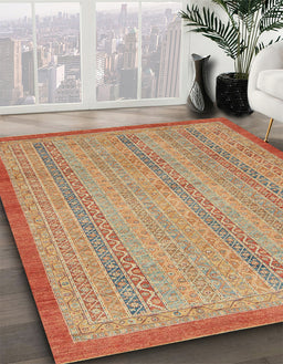 Machine Washable Abstract Orange Rug in a Family Room, wshabs2690