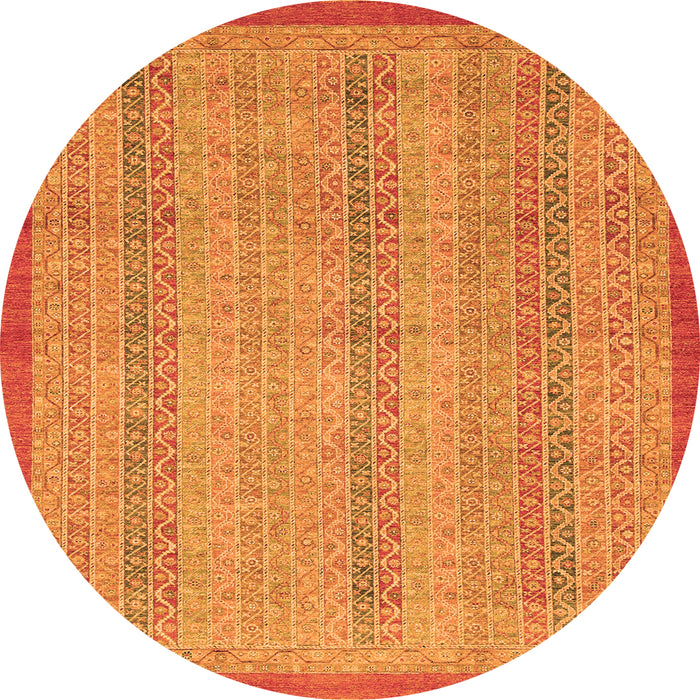Round Abstract Orange Modern Rug, abs2690org