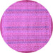 Round Machine Washable Abstract Purple Modern Area Rugs, wshabs2690pur