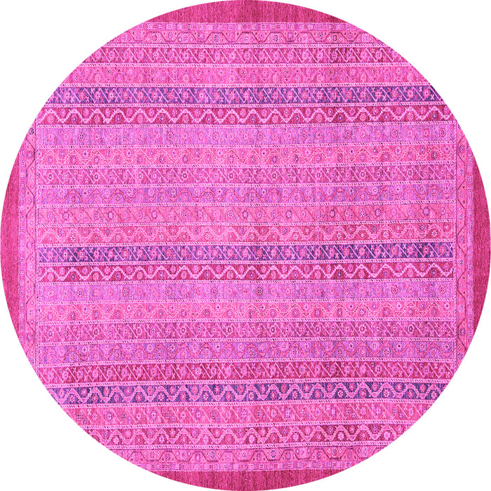 Round Machine Washable Abstract Pink Modern Rug, wshabs2690pnk
