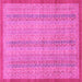 Square Machine Washable Abstract Pink Modern Rug, wshabs2690pnk