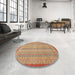 Round Abstract Orange Modern Rug in a Office, abs2690