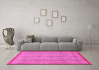 Machine Washable Abstract Pink Modern Rug, wshabs2690pnk