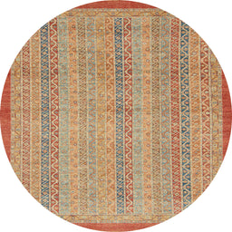 Round Machine Washable Abstract Orange Rug, wshabs2690