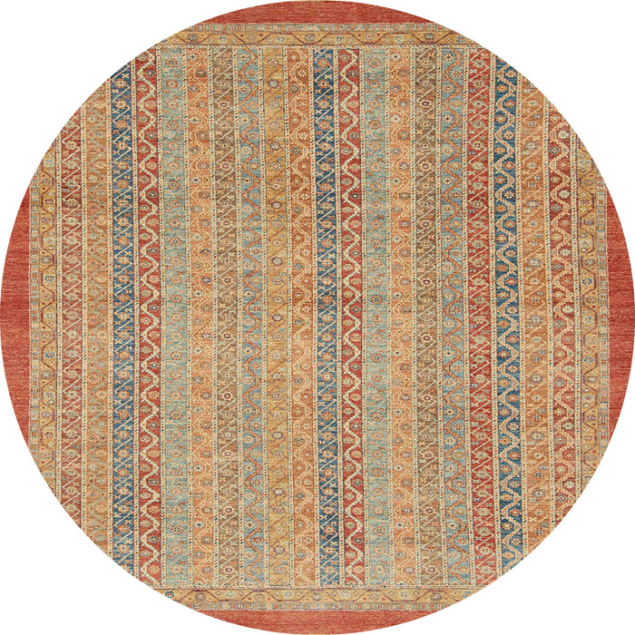 Round Machine Washable Abstract Orange Rug, wshabs2690