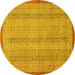 Round Abstract Yellow Modern Rug, abs2690yw