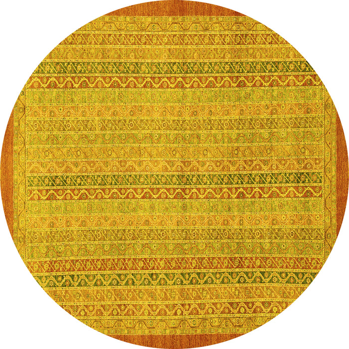 Round Machine Washable Abstract Yellow Modern Rug, wshabs2690yw